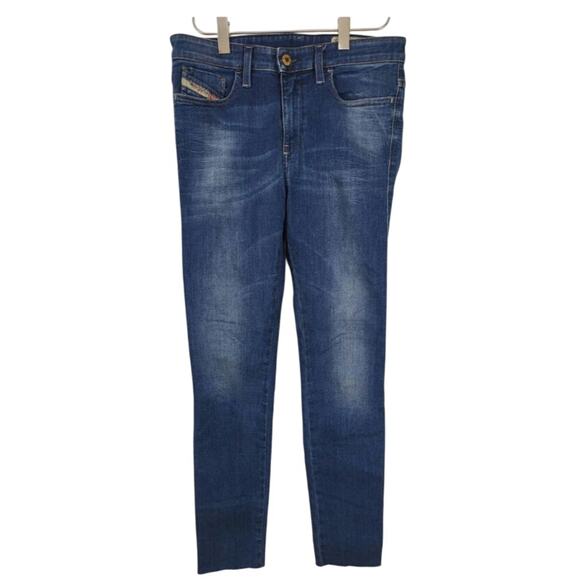 Diesel Skinzee Super Slim Skinny Jeans 27 Womens High Rise Raw Hem Medium Wash - Picture 1 of 6
